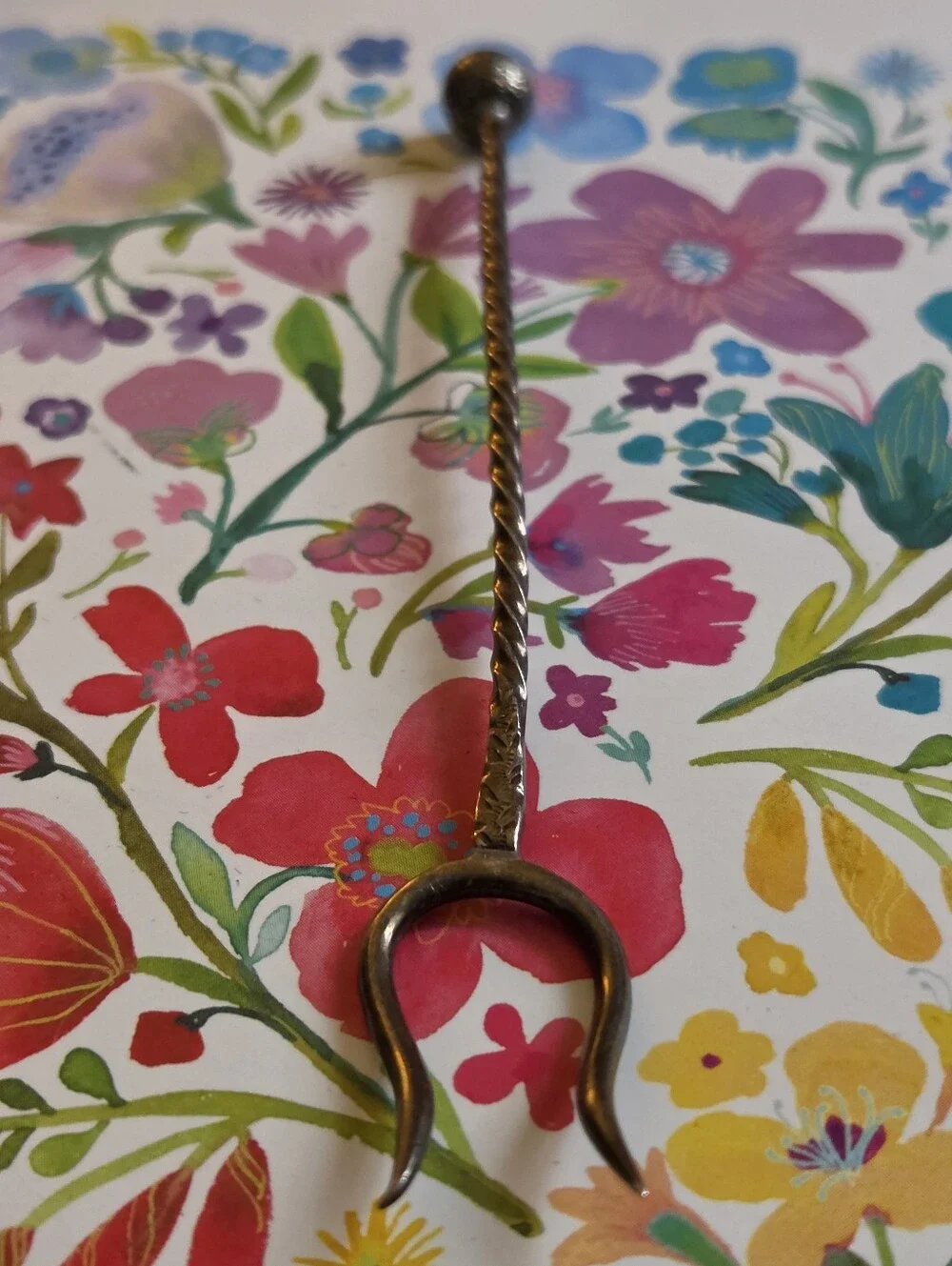 Vintage Handwrought Sterling Small 2-TINE Lobster FORK-Twisted Wire Hallmarked